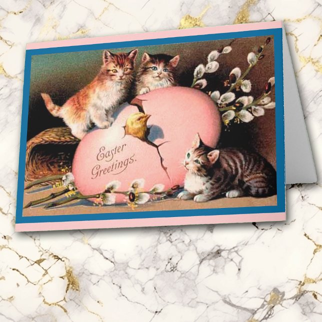 Carte d'art Vintage de Pâques Kittens (Créateur téléchargé)