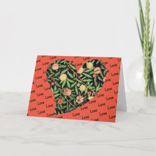 Carte d'art vintage Floral Heart Love Peach