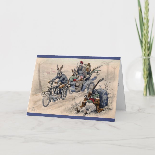Carte d'Arthur Thiele Pâques - lapins de moto (Devant)
