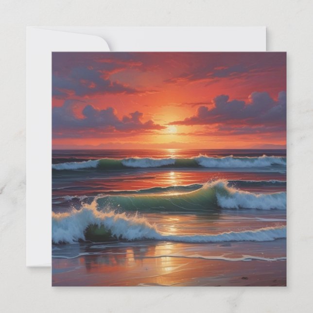 Carte d'artisanat de peinture de paysage marin Red (Devant)