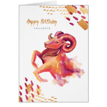 Carte d'artiste Aries Zodiac Watercolor