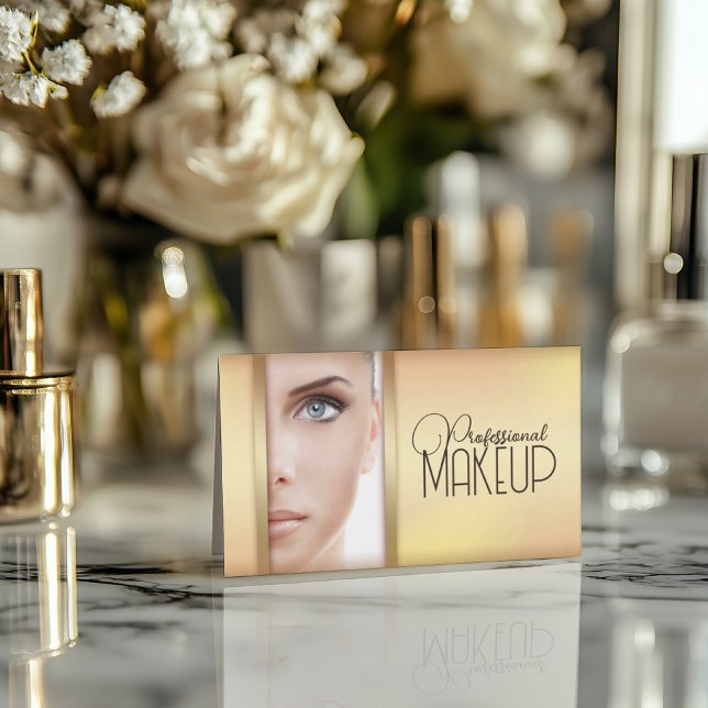 Carte d'artiste maquillage simple pour femme Gold (Perfect for business)