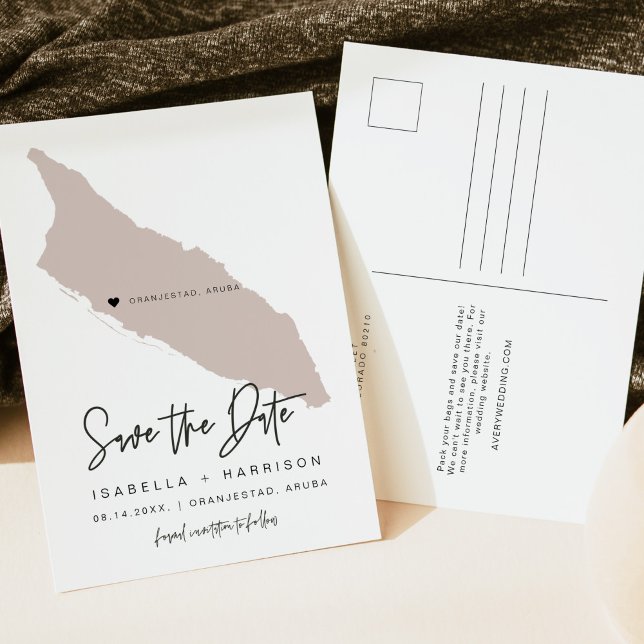 Carte d'Aruba QUINN Enregistrez la date *Cœur mobi (Créateur téléchargé)