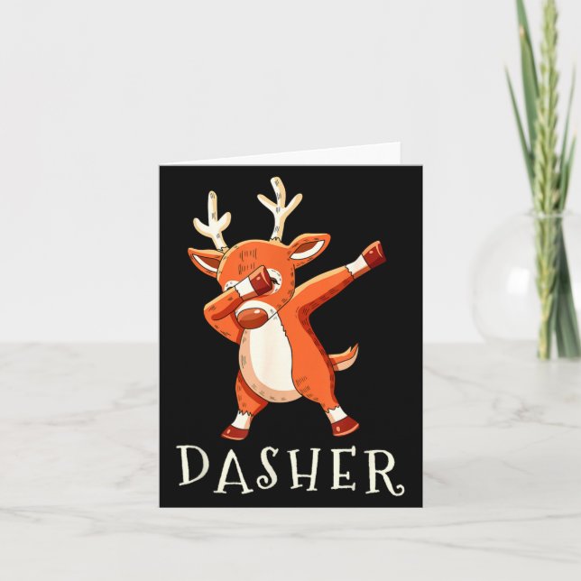 Carte Dasher Santas Reindeers Family Matching Outfit Chr (Devant)