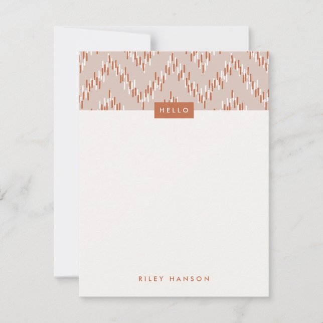 Carte Dashing Boho Ikat Zig Zag Papeterie - Rouille (Devant)