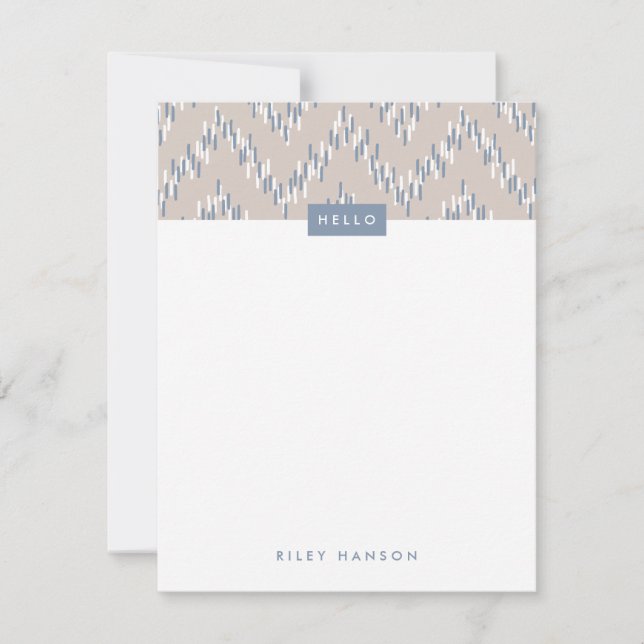 Carte Dashing Boho Ikat Zig Zag Papeterie - Taupe (Devant)
