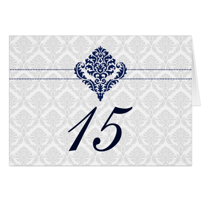 carte d'assise damassée "bleu marine" (Devant Horizontal)