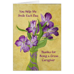 Carte d'assistance avec fleurs violettes