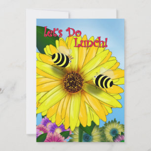 Carte Date de déjeuner de l'abeille sur Fleur Jaune