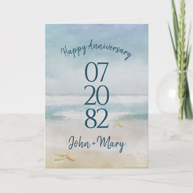 Carte Date mariage sur Ocean Watercolor (Devant)