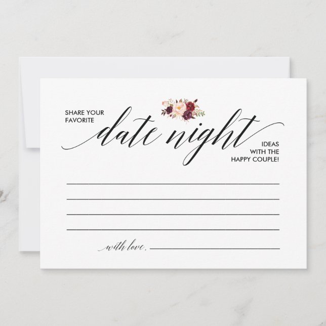Carte Date Night Card modèle, date nuit idées v3 (Devant)