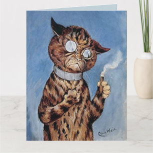 CARTE D'ATTENTE D'ANNIVERSAIRE CAT DAD CIGAR LOUIS