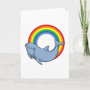 Carte Dauphin avec arc-en-ciel