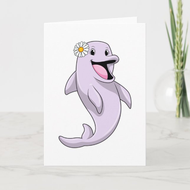 Carte Dauphin avec fleur marguerite (Devant)