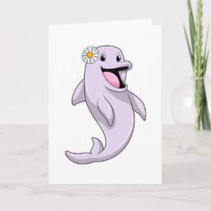 Carte Dauphin avec fleur marguerite