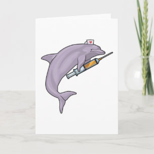 Carte Dauphin comme infirmière avec seringue