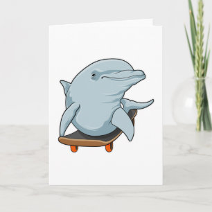 Carte Dauphin en patinage avec skateboard