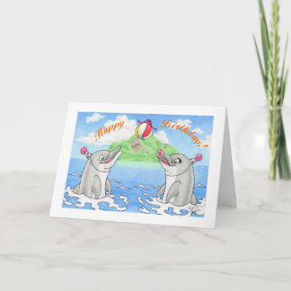 Carte Dauphins d'anniversaire
