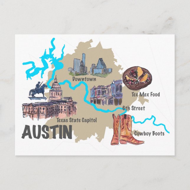 Carte d'Austin Texas (Devant)