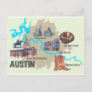 Carte d'Austin Texas Highlights