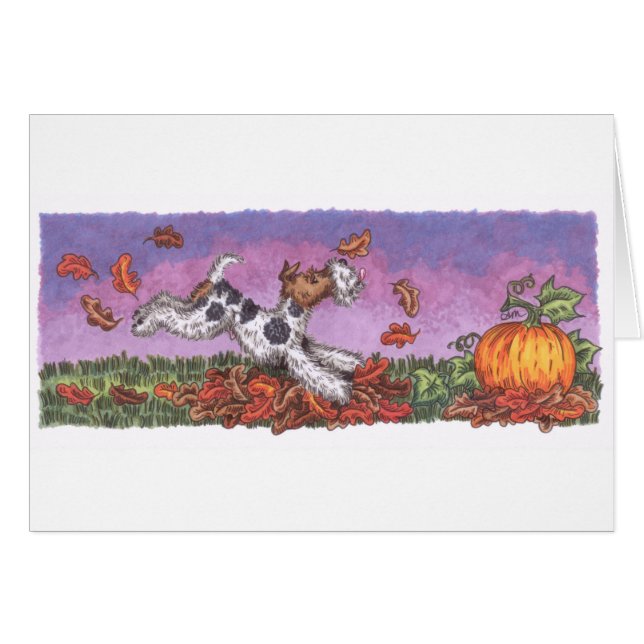 Carte d'automne de Fox de fil avec l'enveloppe (Devant horizontal)