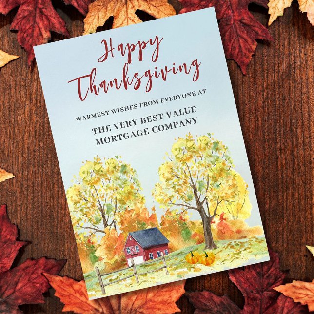 Carte d'automne d'entreprise Thanksgiving Watercol (Créateur téléchargé)