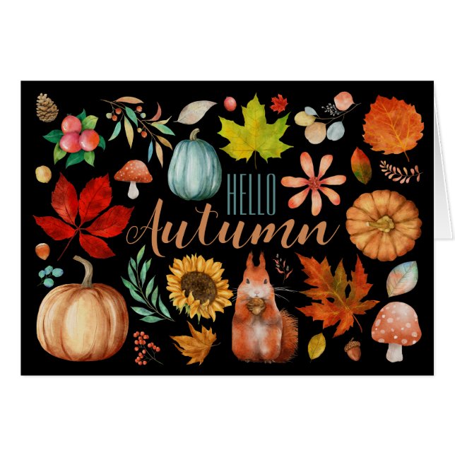 Carte d'automne Hello (Devant horizontal)