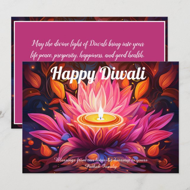 Carte Dawn de Diya Diwali (Devant / Derrière)