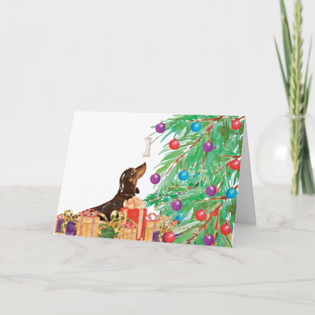 Carte Daxi Sausage Dog Watercolor (Devant)