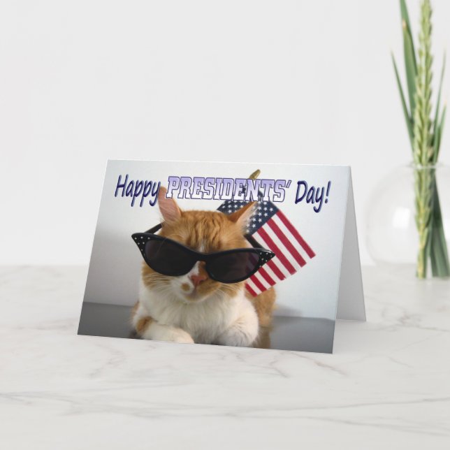 Carte Day des Présidents heureux Cool Cat avec le (Devant)