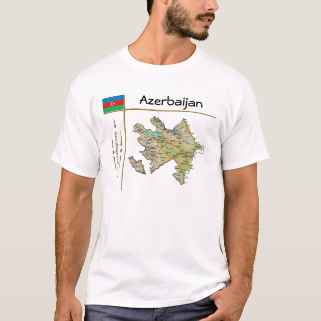 Carte d'Azerbaïdjan + Drapeau + Titre T-shirt (Devant)