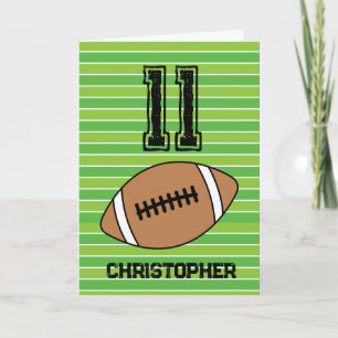 Carte de 11e anniversaire de football vert