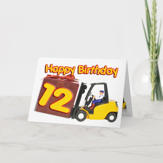 Carte de 12e anniversaire avec chariot élévateur à