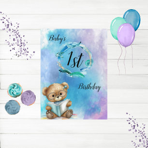 Carte de 1er anniversaire pour bébé aquarelle