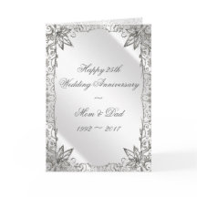 Carte de 25e anniversaire de mariage Flourish Silv
