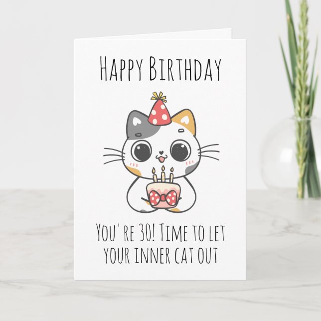 carte de 30e anniversaire du chat (Devant)