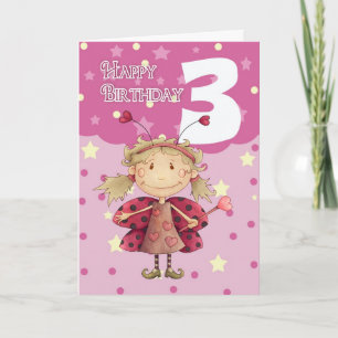 Carte de 3ème anniversaire avec jolie fée de cocci