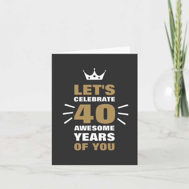Carte de 40e anniversaire personnalisée Or Noir AN (Devant)