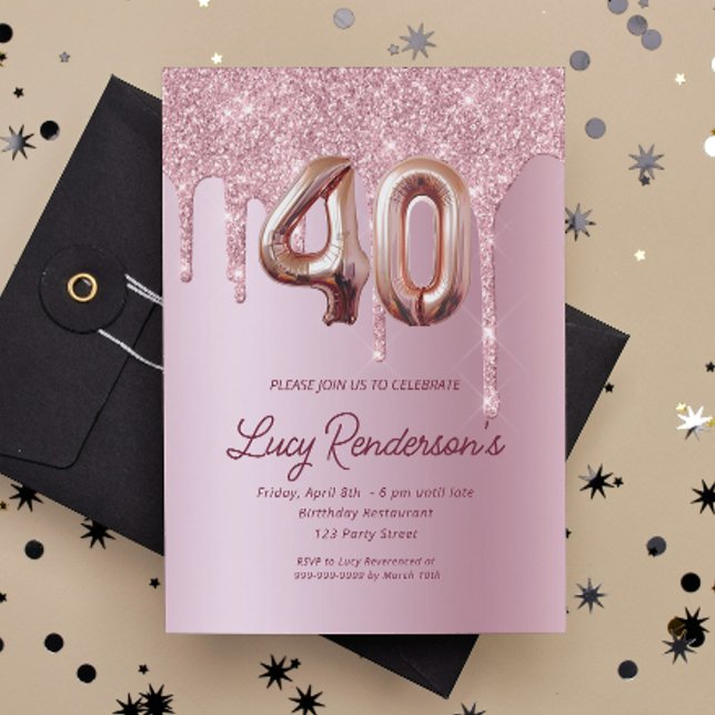 Carte de 40e anniversaire pour sa parties scintill (Créateur téléchargé)