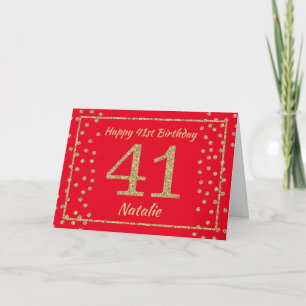 Carte de 41e anniversaire avec confettis rouges et