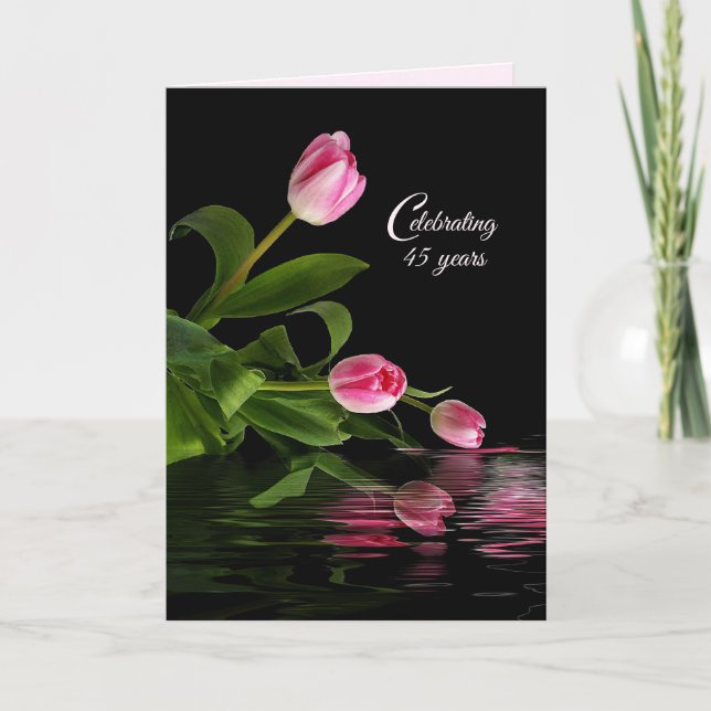 Carte de 45e anniversaire des tulipes roses (Devant)