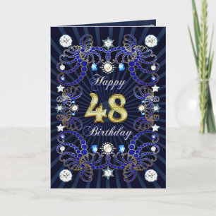 Carte de 48ème anniversaire avec des masses de bij