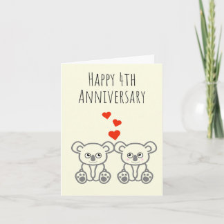 Carte de 4e anniversaire Cute Koala Bear Couple-Ha