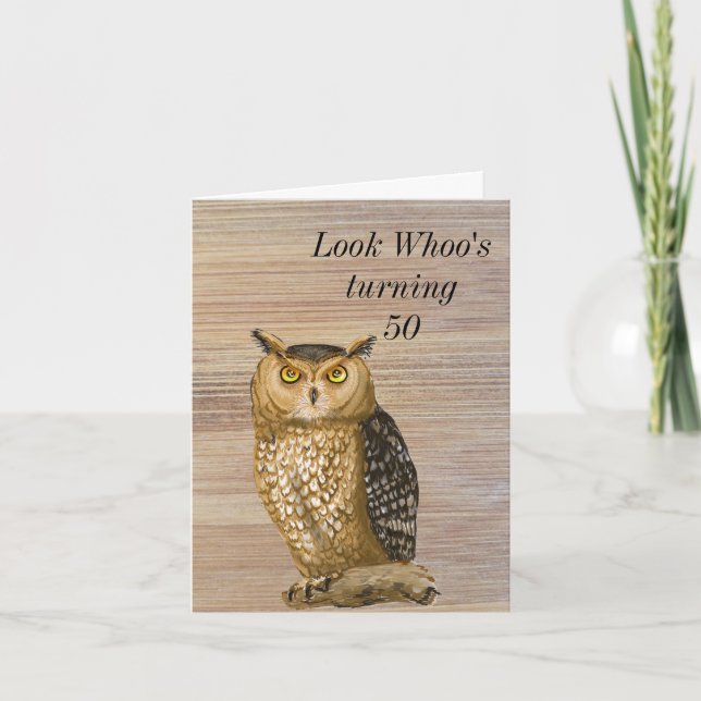 Carte de 50e anniversaire de hibou (Devant)