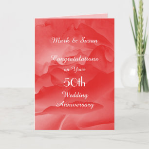 Carte de 50e anniversaire de mariage Coral Rose