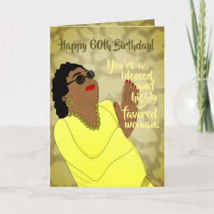 Carte de 60e anniversaire de la femme afro-américa