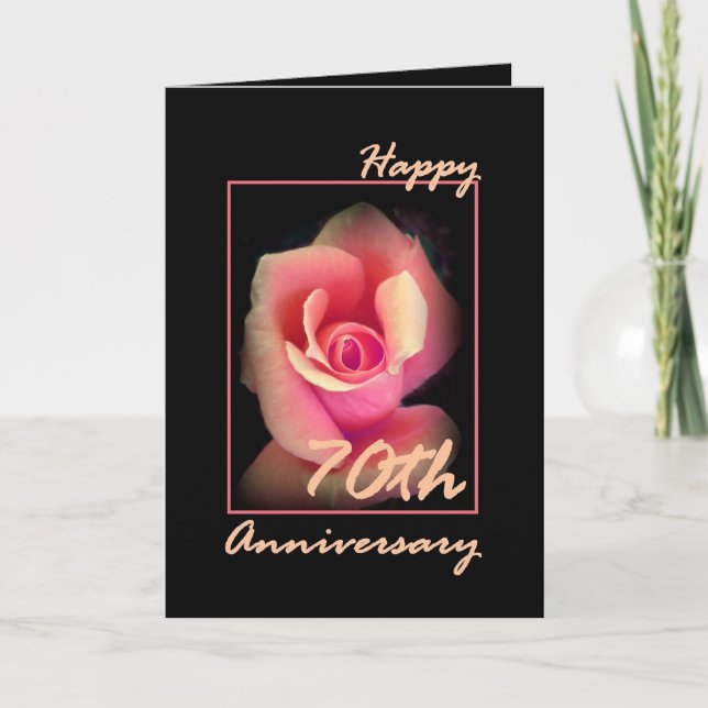 Carte de 70e anniversaire de mariage avec bourgeon (Devant)