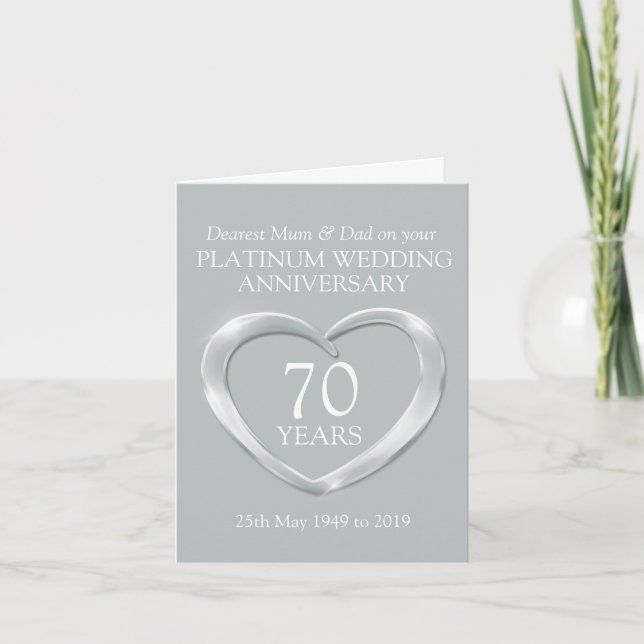 Carte de 70e anniversaire de mariage pour maman et (Devant)