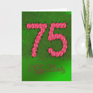 Carte de 75e anniversaire avec rose et feuille