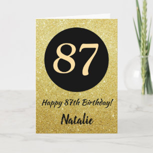 Carte de 87e anniversaire avec paillettes noires e